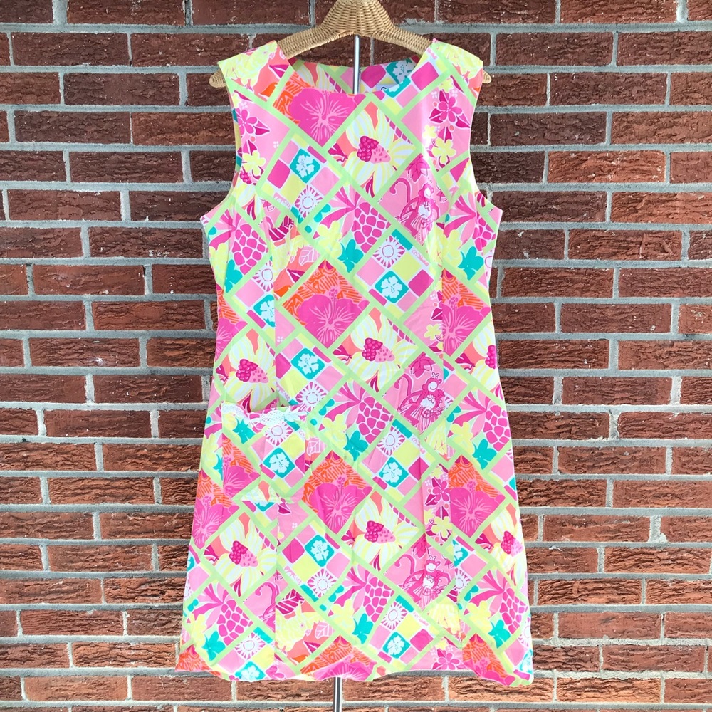 Vintage Lilly Pulitzer Diamond Head Patch Monkey Hula Shift Dress Plus Size 16